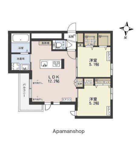 COMFORTMAISON浦和元町(2LDK/2階)の間取り写真