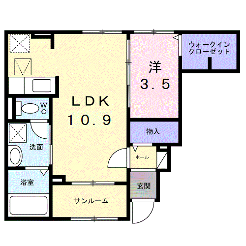サンライズ プライム(1LDK/1階)の間取り写真
