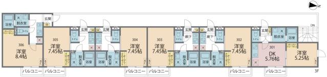カインドネス北浦和(1K/3階)の間取り写真