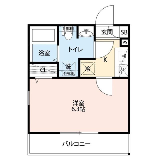 エクセラン中浦和(1K/1階)の間取り写真