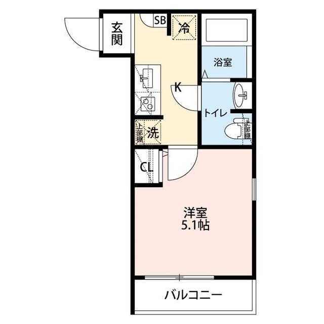 エクセラン中浦和(1K/3階)の間取り写真