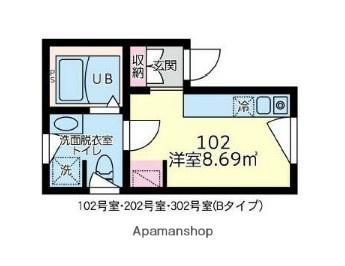 BAUMROOM栄和(ワンルーム/1階)の間取り写真