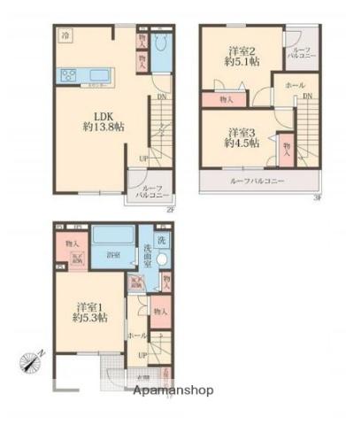 ＣＯＭＩＣＨＩ浦和区元町(3LDK)の間取り写真
