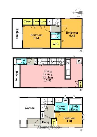 京浜東北・根岸線 北浦和駅 徒歩9分 3階建 築6年(3LDK)の間取り写真