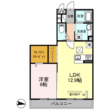 元町イグレットII(1LDK/1階)の間取り写真