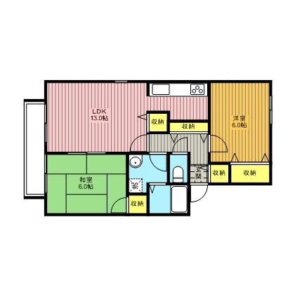 ラフォーレ皇山(2LDK/1階)の間取り写真