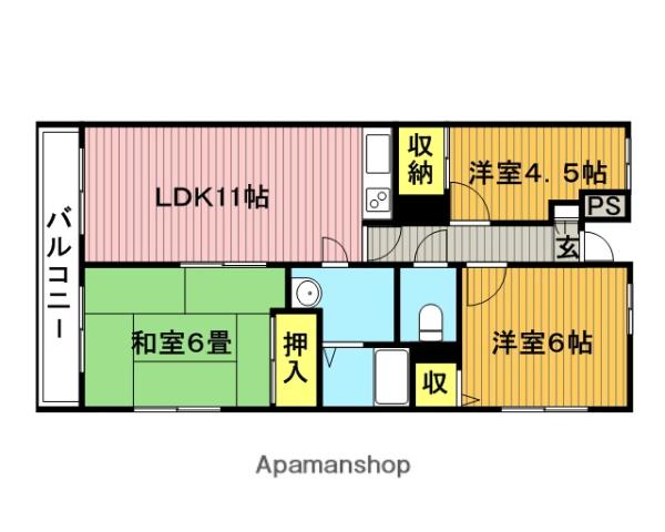 グランパレス榎本(3LDK/1階)の間取り写真