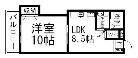 ゴッドマンション(1LDK/1階)の間取り写真