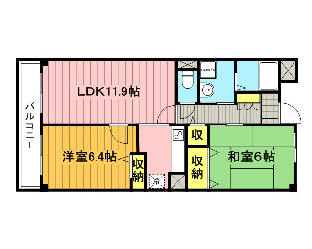 エスポワール鈴谷(2LDK/1階)の間取り写真