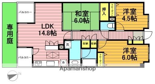 ダイアパレス北浦和Ⅱ(3LDK/5階)の間取り写真