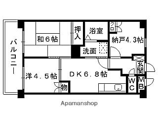 ロイヤルステージ浦和(2SDK/4階)の間取り写真
