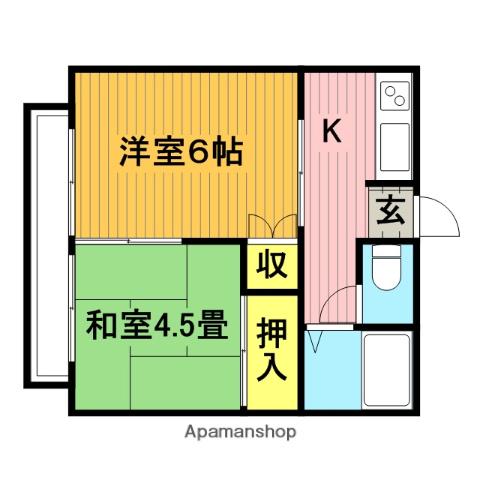 カナディアンハイツヤマサキ(2K/2階)の間取り写真