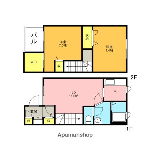 グランメール(2LDK/1階)の間取り写真