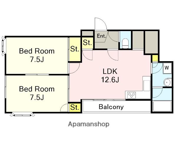 メゾン芝(2LDK/2階)の間取り写真