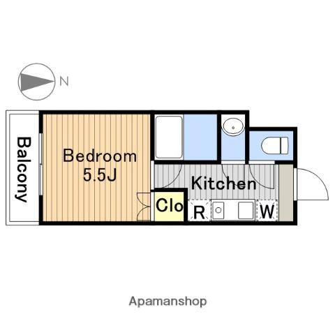 蕨テラス(1K/4階)の間取り写真
