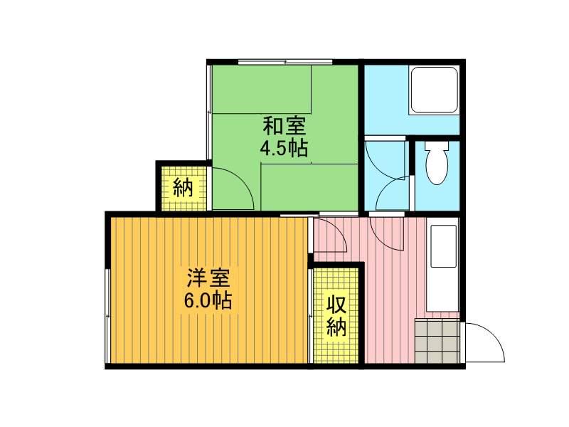 青葉荘(2K/2階)の間取り写真