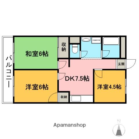 第2渡辺レジデンス(3DK/1階)の間取り写真