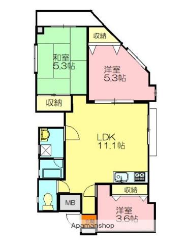 リバティー川口(3LDK/1階)の間取り写真