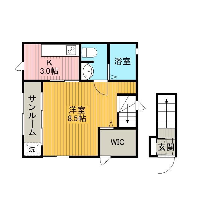 メゾンオーロラ(1K/2階)の間取り写真