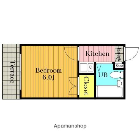 浦和EXCEL第15(1K/1階)の間取り写真