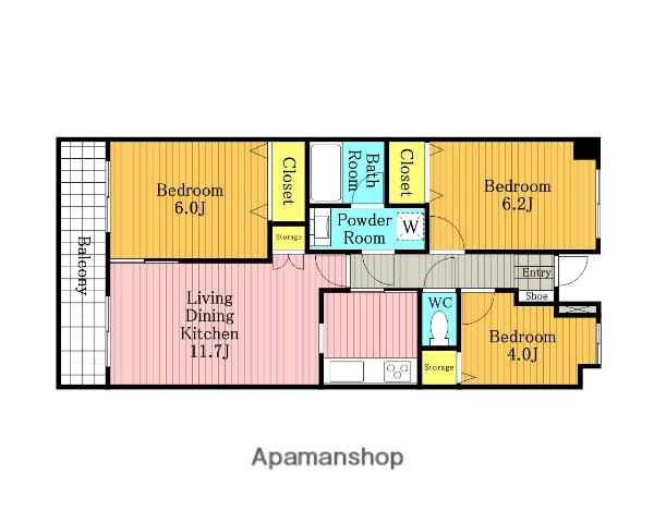 浦和太田窪パークホームズ(3LDK/1階)の間取り写真