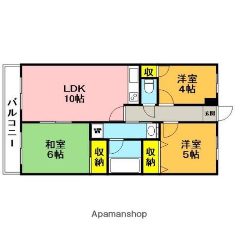 グリーンシティー五番館(3LDK/6階)の間取り写真