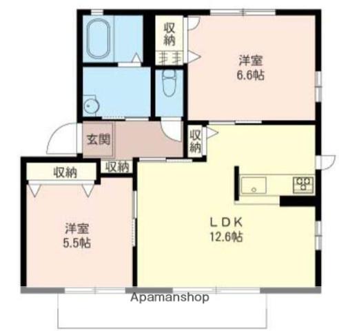 エスポワール(2LDK/1階)の間取り写真