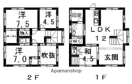 京浜東北・根岸線 浦和駅 バス乗車時間：15分 駒形バス停で下車 徒歩3分 2階建 築25年(4LDK)の間取り写真