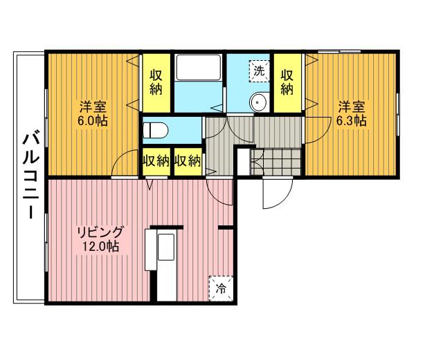 グリーンヒルズ(2LDK/1階)の間取り写真