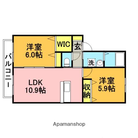 ブレイン(2LDK/2階)の間取り写真