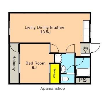 カーサミラ(1LDK/2階)の間取り写真