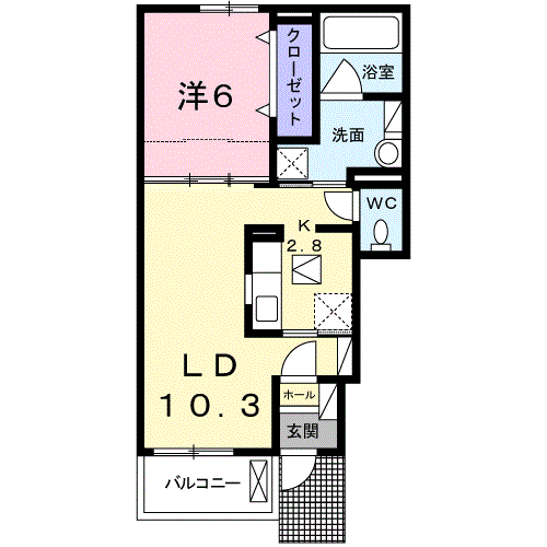 ベレ・エグゼ(1LDK/1階)の間取り写真