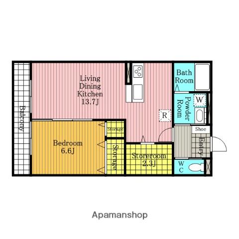 リッツハウス(1LDK/1階)の間取り写真