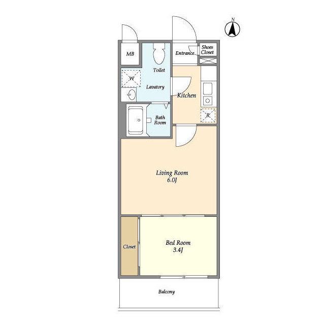 アクシーズタワー浦和岸町Ⅲ(1DK/4階)の間取り写真