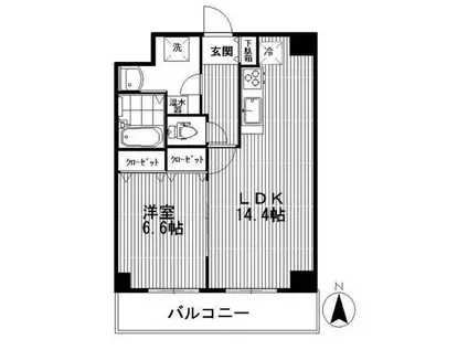 アクシーズタワー浦和岸町Ⅱ(1LDK/8階)の間取り写真