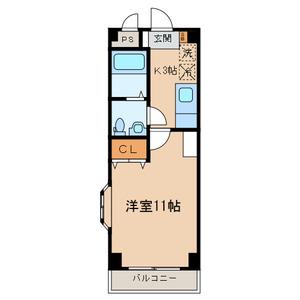 クレールYM(1K/3階)の間取り写真