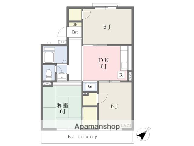 ハイライズマークⅡ(3DK/2階)の間取り写真