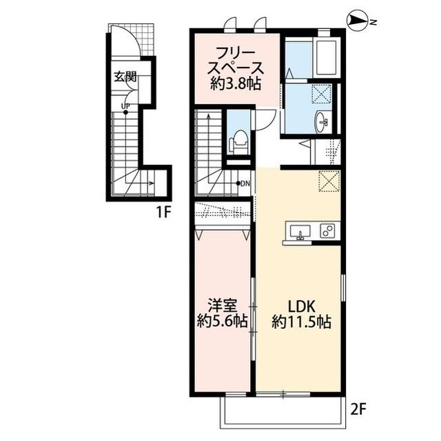 クレール柳根町(1SLDK/2階)の間取り写真