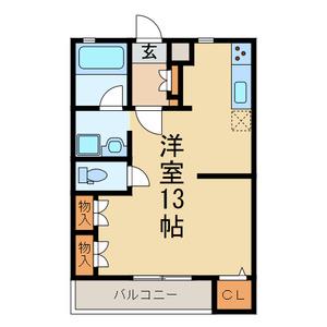 スペースワン(ワンルーム/2階)の間取り写真