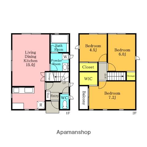 武蔵野線 南浦和駅 徒歩9分 2階建 築8年(3LDK)の間取り写真