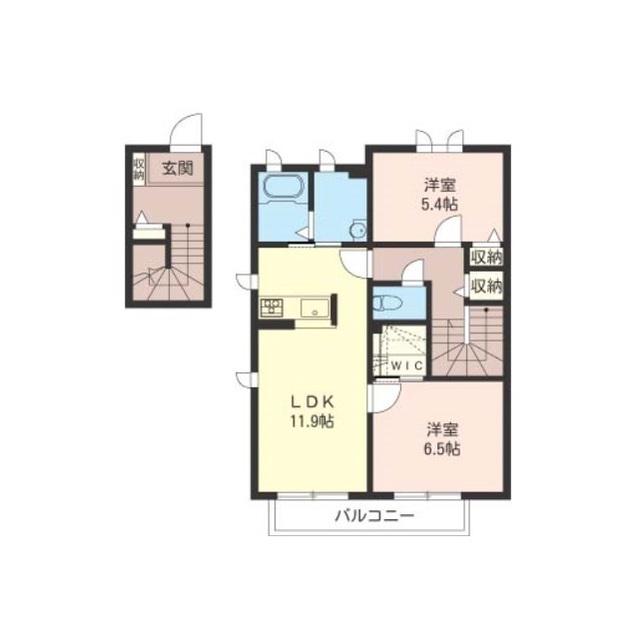 ネクストステージA・B(2LDK/2階)の間取り写真