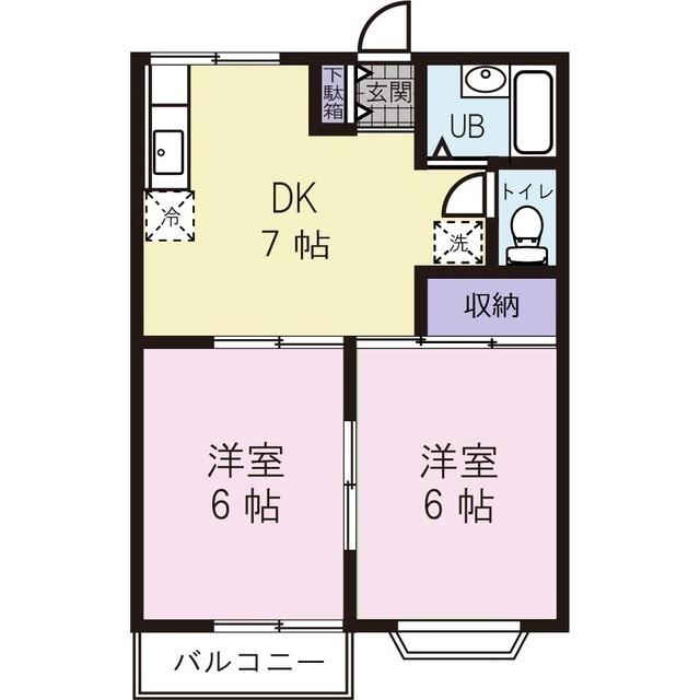 アーバンハウス神明ヶ丘Ⅱ(2DK/1階)の間取り写真