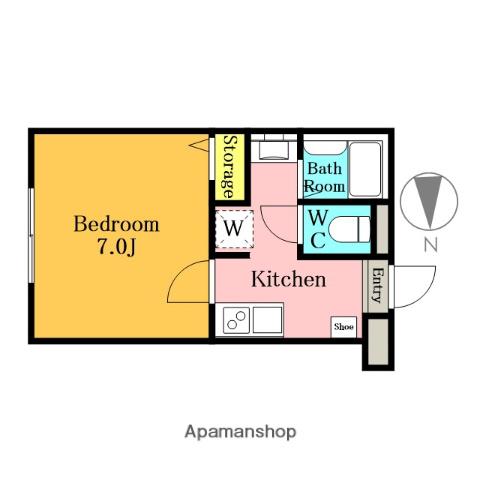 ガーデンヒルズ芝イースト(1K/3階)の間取り写真