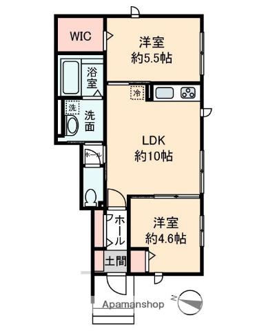 ラ・コリーヌA(2LDK/1階)の間取り写真