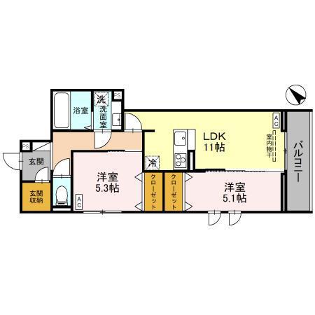 アリエッタⅡ(2LDK/2階)の間取り写真