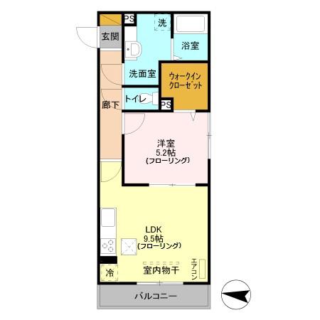 POLARIS(1LDK/1階)の間取り写真