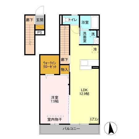 グリーンコーポ網代橋(1LDK/2階)の間取り写真