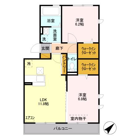 セジュール・アイ(2LDK/1階)の間取り写真