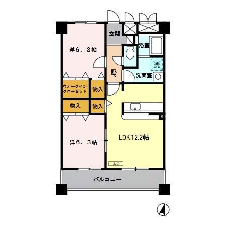 グラース(2LDK/2階)の間取り写真