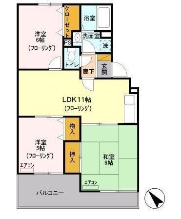 ヴァンベール富士美(3LDK/1階)の間取り写真